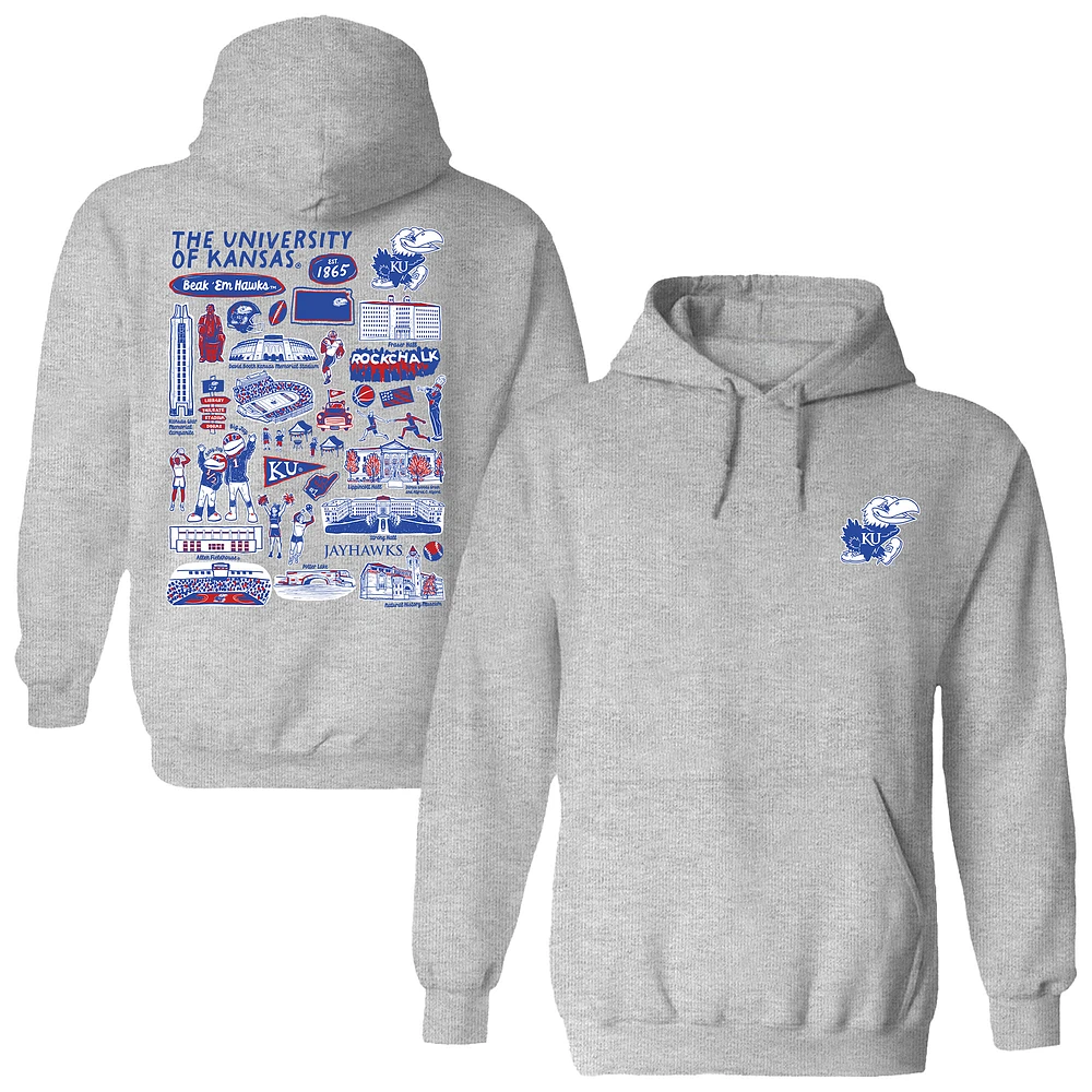 Women's Vive La Fete Gray Kansas Jayhawks Impressions Artwork Pullover Hoodie
