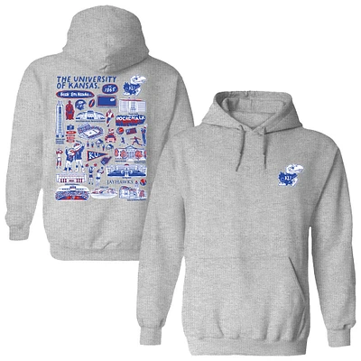 Women's Vive La Fete  Gray Kansas Jayhawks Impressions Artwork Pullover Hoodie