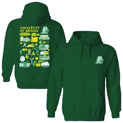 Women's Vive La Fete  Green Oregon Ducks Impressions Artwork Pullover Hoodie