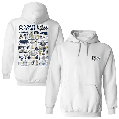 Women's Vive La Fete  White Wingate University Bulldogs Impressions Artwork Pullover Hoodie