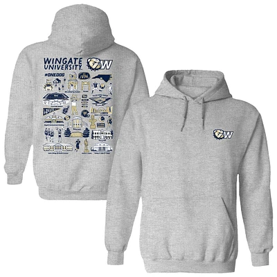 Women's Vive La Fete  Gray Wingate University Bulldogs Impressions Artwork Pullover Hoodie