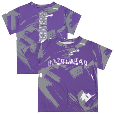 Newborn & Infant Vive La Fete  Purple City College of New York Beavers Paint Brush T-Shirt