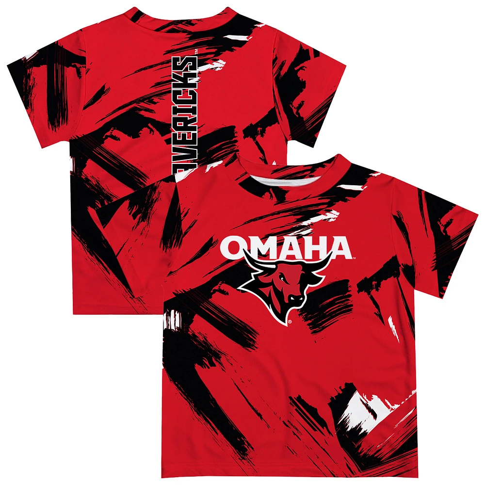 Newborn & Infant Vive La Fete Crimson Nebraska Omaha Mavericks Paint Brush T-Shirt