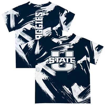 Toddler Vive La Fete  Navy Utah State Aggies Paint Brush T-Shirt