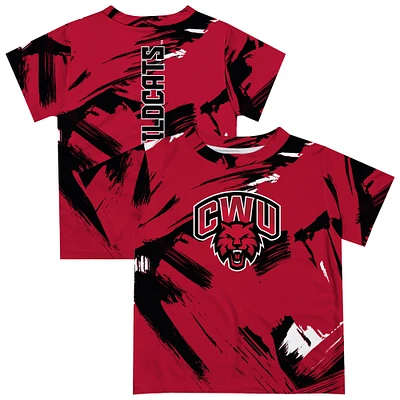 Youth Vive La Fete Crimson Central Washington Wildcats Paint Brush T-Shirt