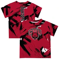 Youth Vive La Fete Crimson Central Washington Wildcats Paint Brush T-Shirt