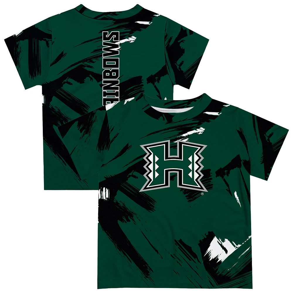 Youth Vive La Fete Green Hawaii Rainbow Warriors Paint Brush T-Shirt