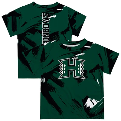 Youth Vive La Fete  Green Hawaii Rainbow Warriors Paint Brush T-Shirt