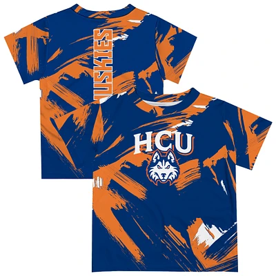 Youth Vive La Fete Blue Houston Christian Huskies Paint Brush T-Shirt