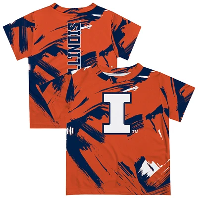 Youth Vive La Fete  Orange Illinois Fighting Illini Paint Brush T-Shirt