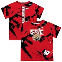 Youth Vive La Fete Red Southern Illinois Edwardsville Cougars Paint Brush T-Shirt