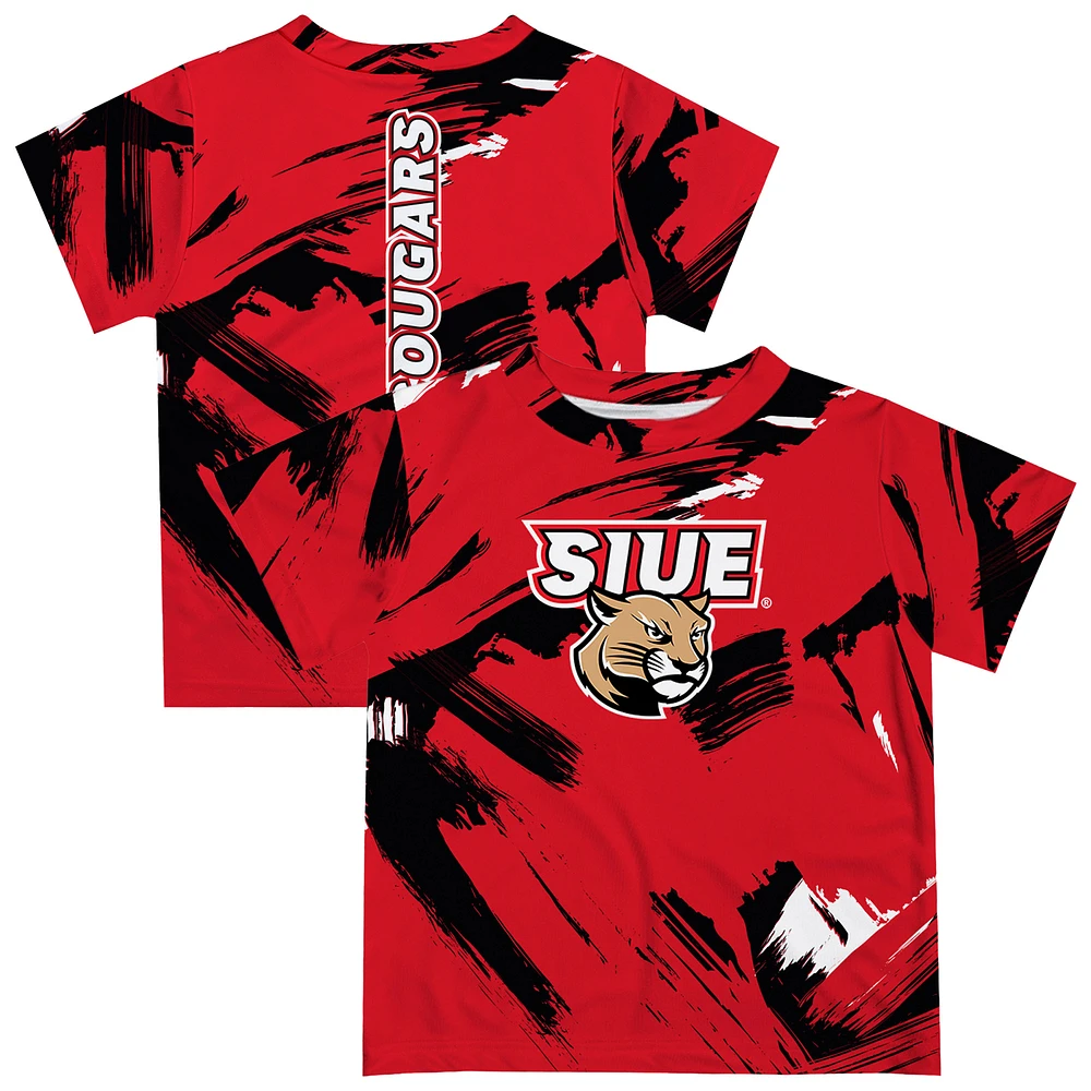 Youth Vive La Fete Red Southern Illinois Edwardsville Cougars Paint Brush T-Shirt