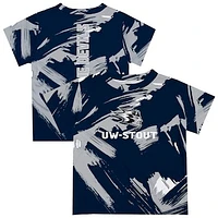 Youth Vive La Fete Navy Wisconsin Stout Blue Devils Paint Brush T-Shirt