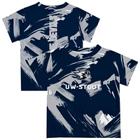 Youth Vive La Fete Navy Wisconsin Stout Blue Devils Paint Brush T-Shirt