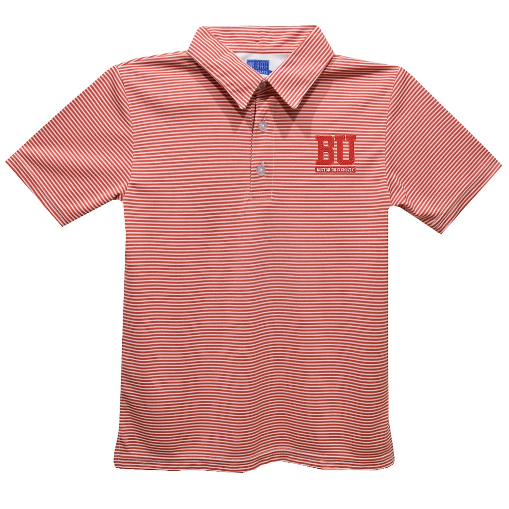 Youth Vive La Fete Scarlet Boston University Pencil Stripe Polo