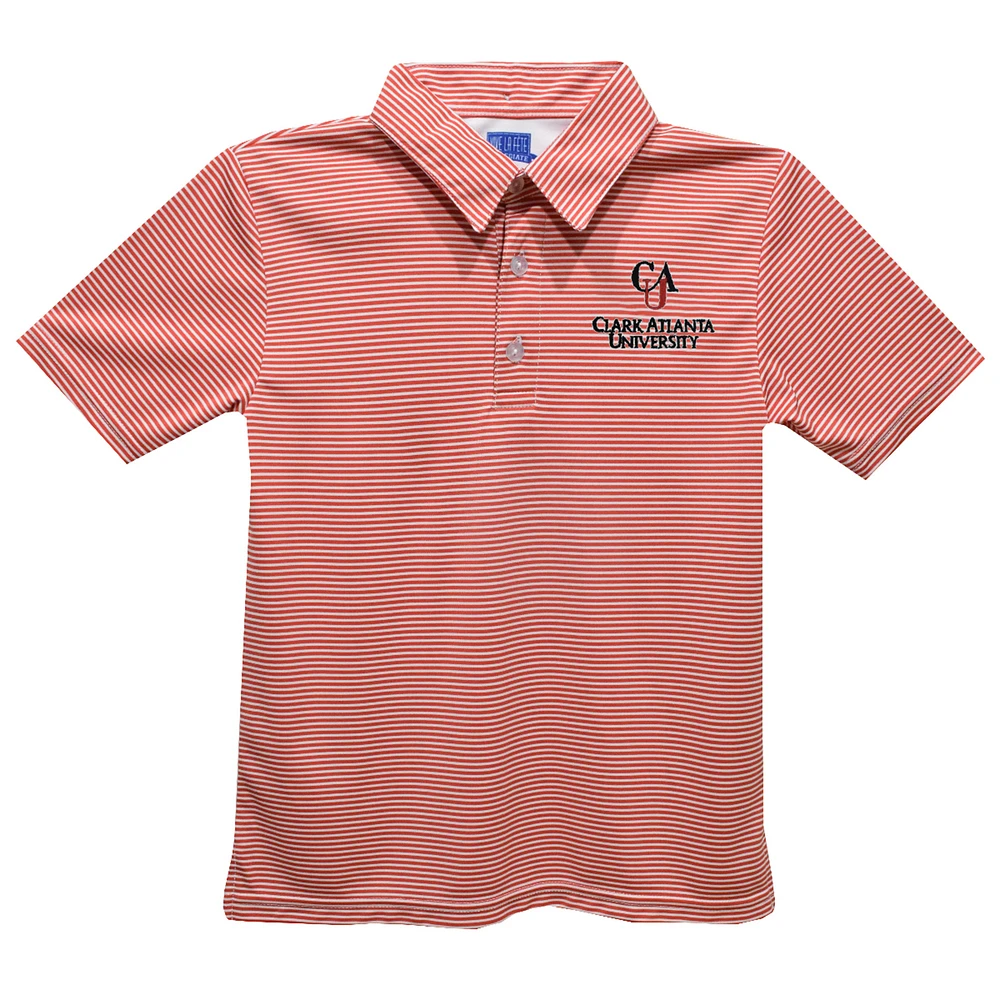 Youth Vive La Fete Red Clark Atlanta University Panthers Pencil Stripe Polo