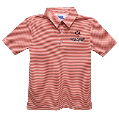 Youth Vive La Fete  Red Clark Atlanta University Panthers Pencil Stripe Polo