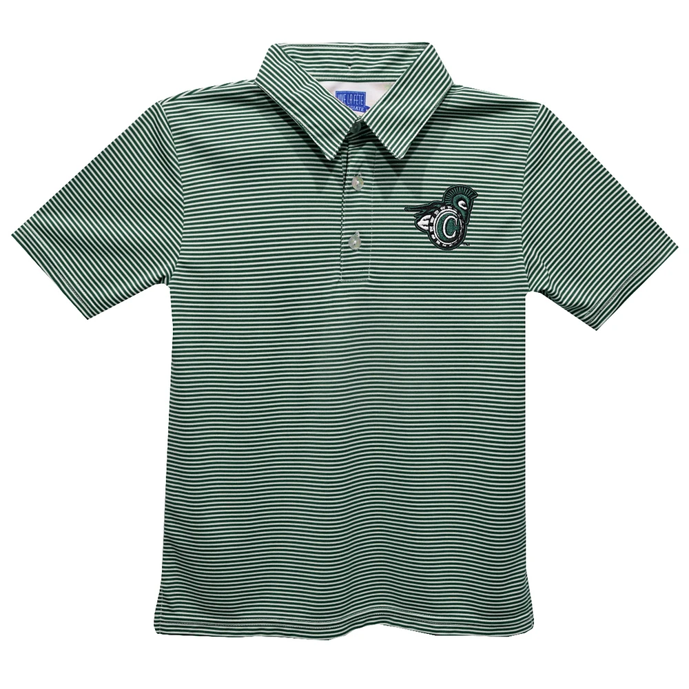 Youth Vive La Fete Green Vermont State University Pencil Stripe Polo
