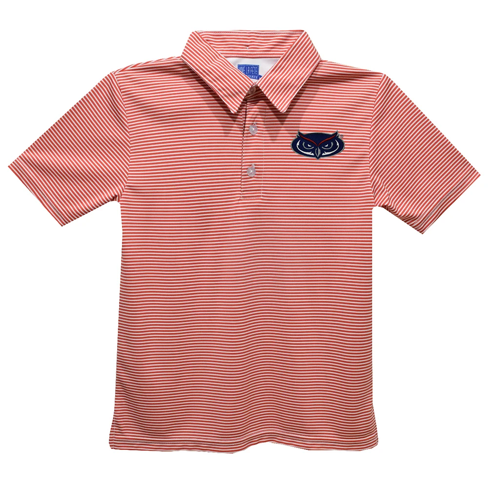 Youth Vive La Fete Red Florida Atlantic Owls Pencil Stripe Polo