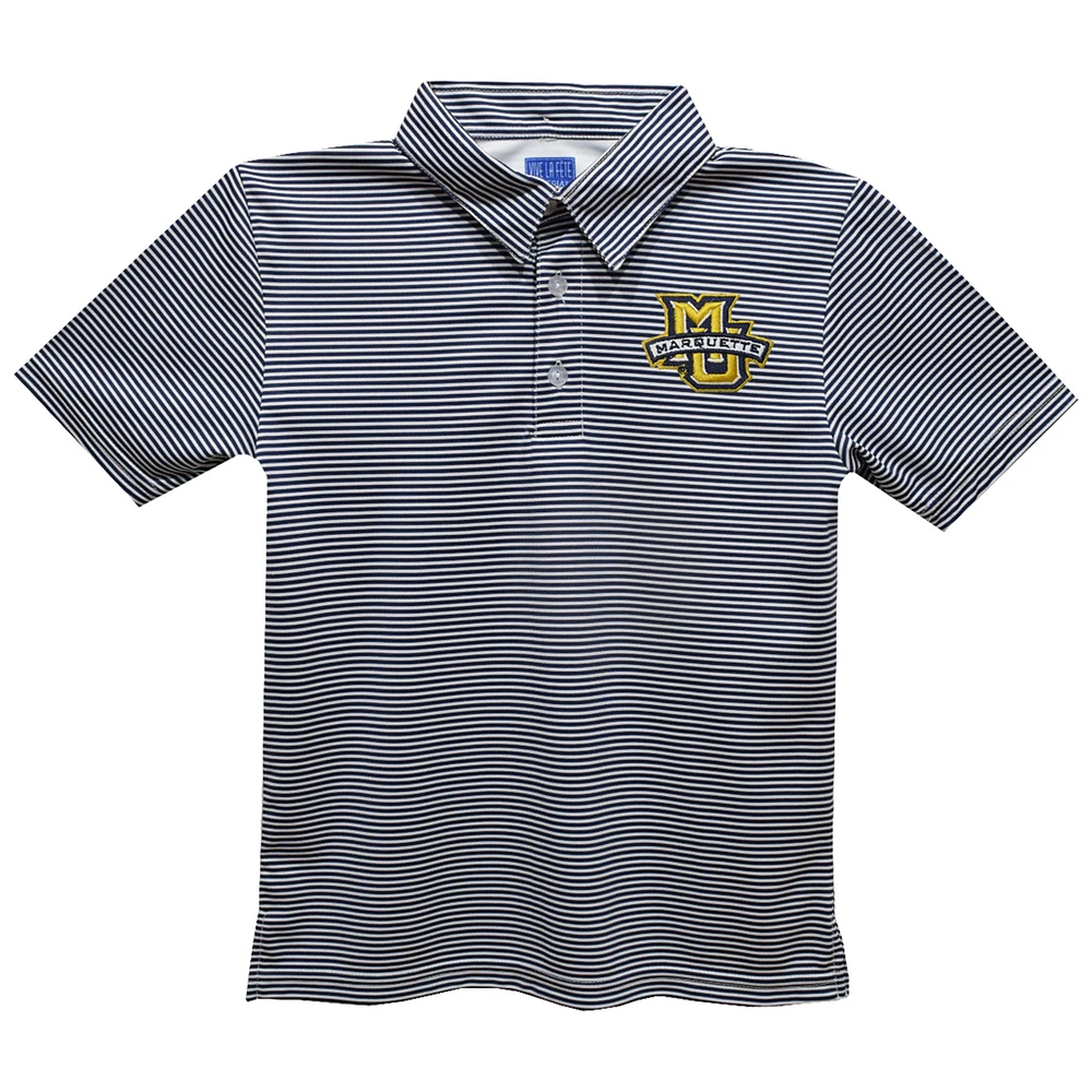 Youth Vive La Fete  Navy Marquette Golden Eagles Pencil Stripe Polo