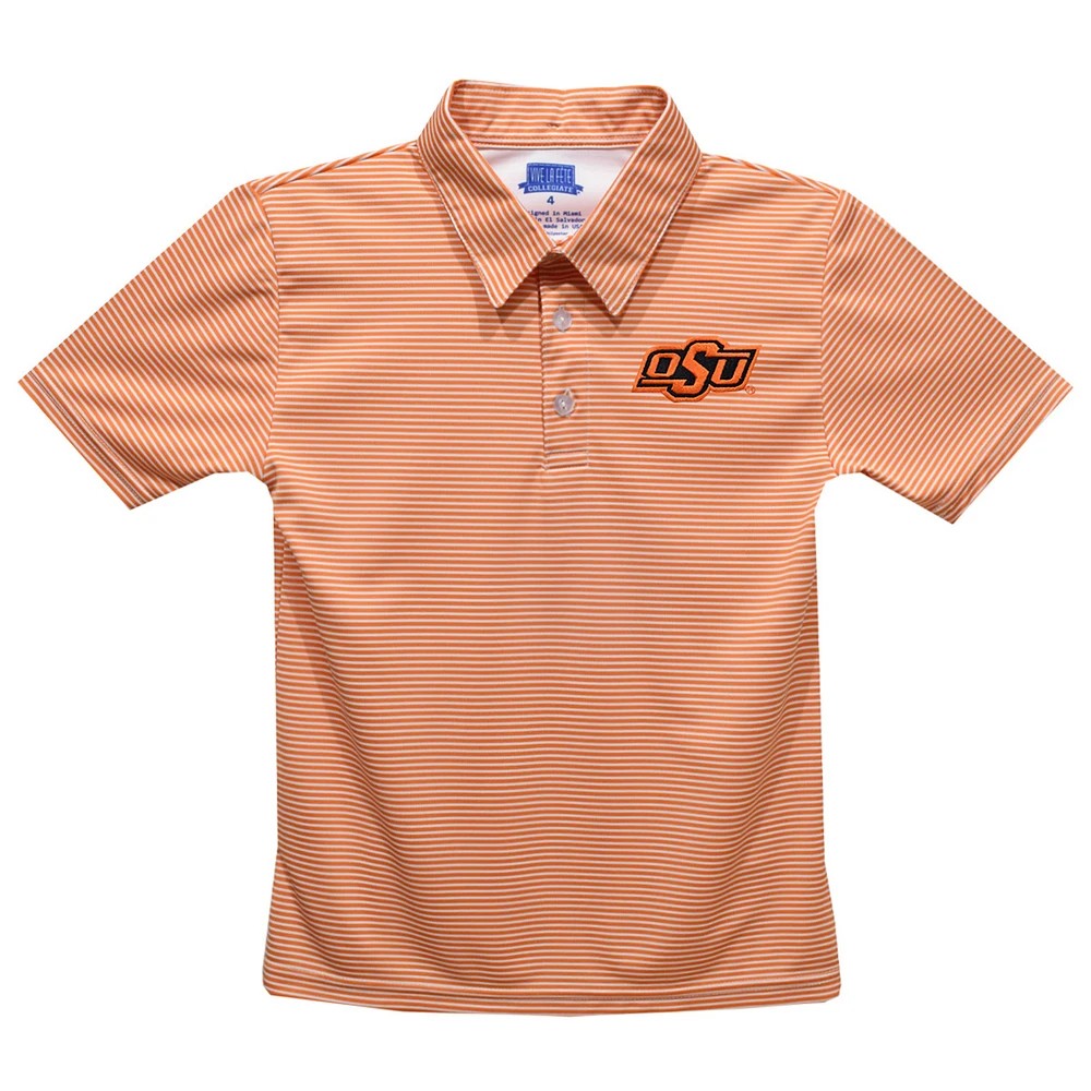 Youth Vive La Fete Orange Oklahoma State Cowboys Pencil Stripe Polo