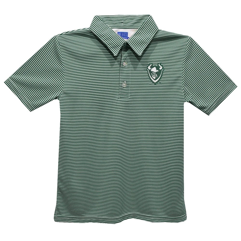 Youth Vive La Fete Green Portland State Vikings Pencil Stripe Polo