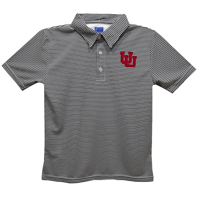 Youth Vive La Fete  Black Utah Utes Pencil Stripe Polo