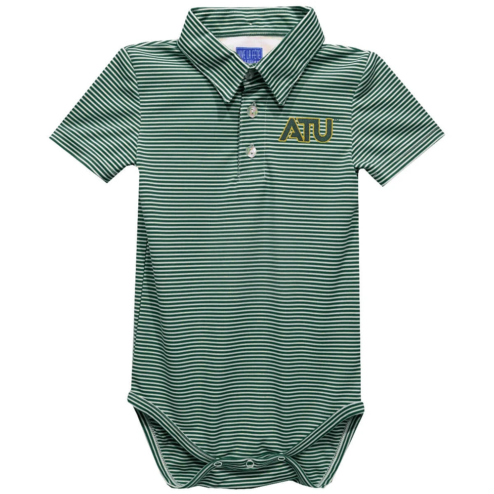 Infant Vive La Fete Green Arkansas Tech Polo Pencil Stripe Bodysuit