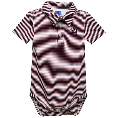 Infant Vive La Fete  Maroon Alabama A&M Bulldogs Polo Pencil Stripe Bodysuit