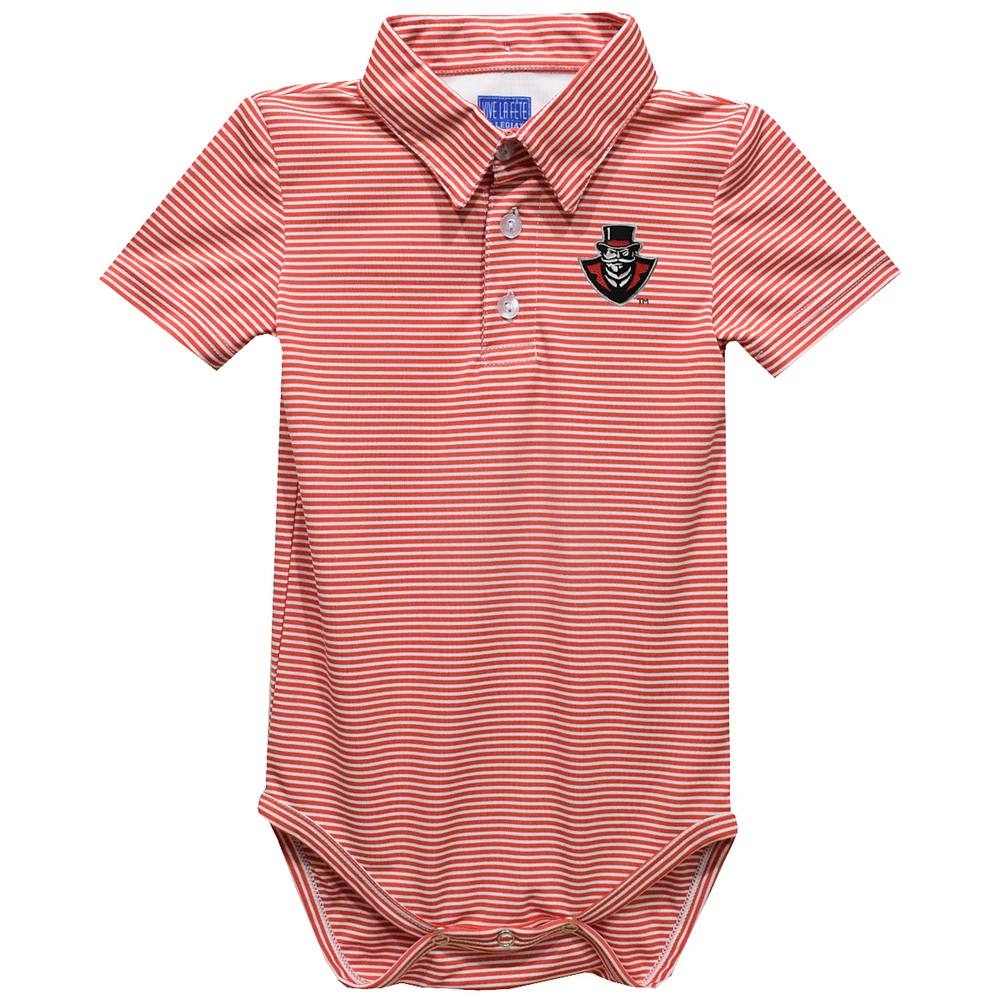 Infant Vive La Fete Red Austin Peay State Governors Polo Pencil Stripe Bodysuit