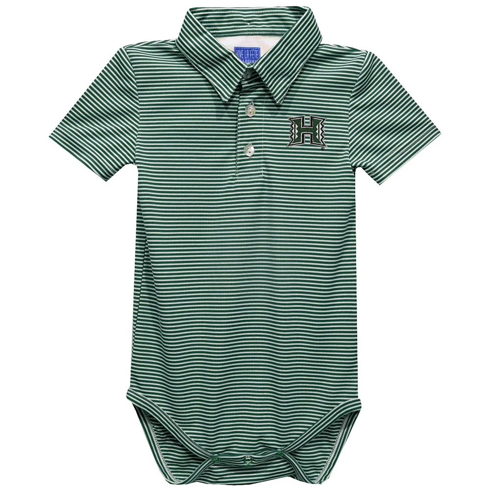 Infant Vive La Fete Green Hawaii Rainbow Warriors Polo Pencil Stripe Bodysuit