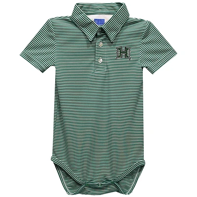 Infant Vive La Fete  Green Hawaii Rainbow Warriors Polo Pencil Stripe Bodysuit