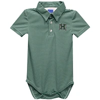 Infant Vive La Fete  Green Hawaii Rainbow Warriors Polo Pencil Stripe Bodysuit