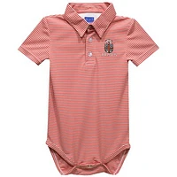 Infant Vive La Fete  Red Brown Bears Polo Pencil Stripe Bodysuit