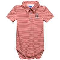 Infant Vive La Fete  Red Brown Bears Polo Pencil Stripe Bodysuit