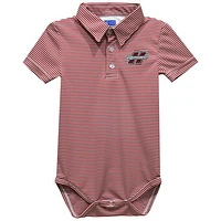 Infant Vive La Fete  Red Henderson State Reddies Polo Pencil Stripe Bodysuit