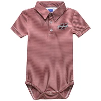 Infant Vive La Fete  Red Henderson State Reddies Polo Pencil Stripe Bodysuit