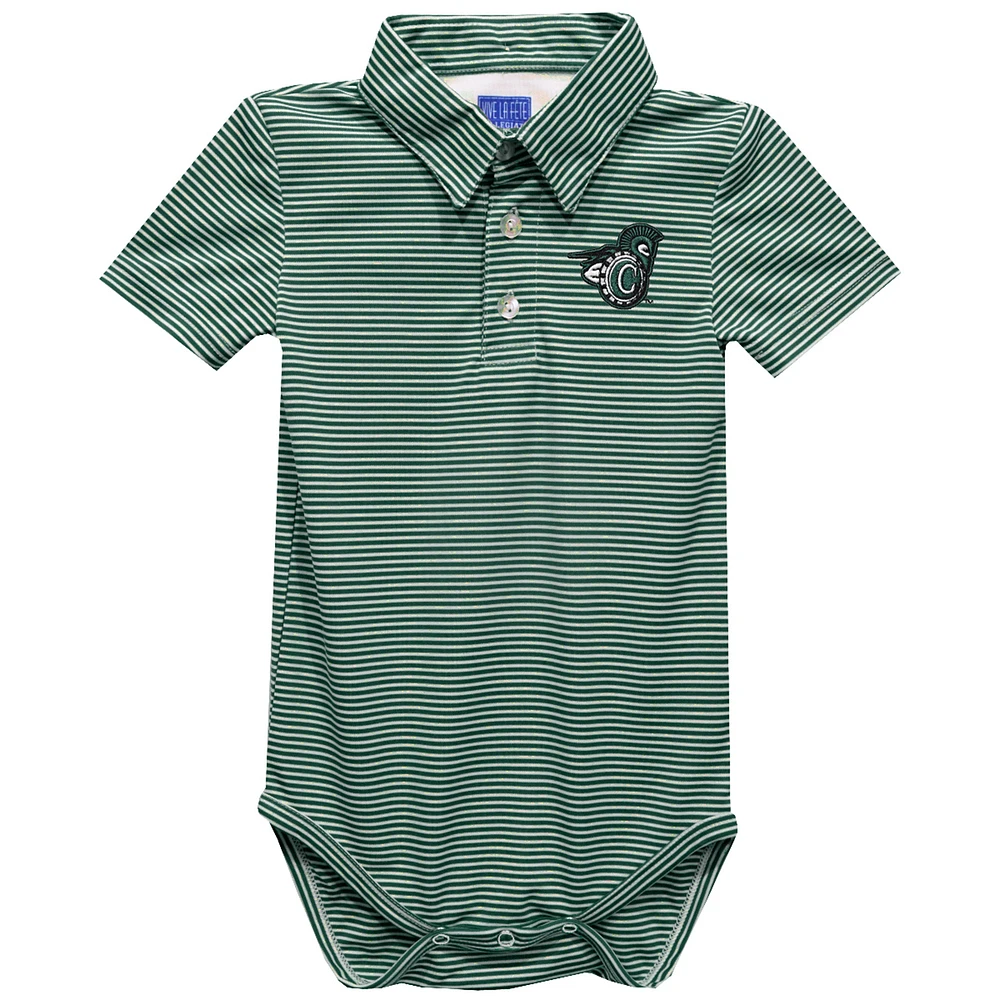 Infant Vive La Fete Green Vermont State University Polo Pencil Stripe Bodysuit