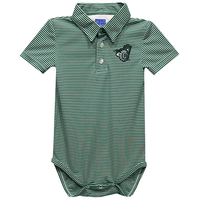 Infant Vive La Fete  Green Vermont State University Polo Pencil Stripe Bodysuit