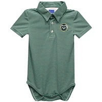 Infant Vive La Fete  Green Colorado State Rams Polo Pencil Stripe Bodysuit