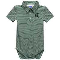 Infant Vive La Fete  Green Michigan State Spartans Polo Pencil Stripe Bodysuit