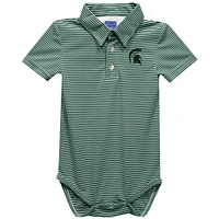 Infant Vive La Fete  Green Michigan State Spartans Polo Pencil Stripe Bodysuit