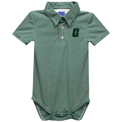 Infant Vive La Fete  Green Charlotte 49ers Polo Pencil Stripe Bodysuit