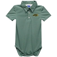 Infant Vive La Fete  Green NDSU Bison Polo Pencil Stripe Bodysuit