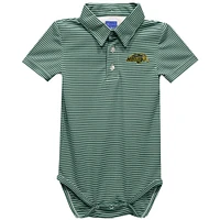 Infant Vive La Fete  Green NDSU Bison Polo Pencil Stripe Bodysuit