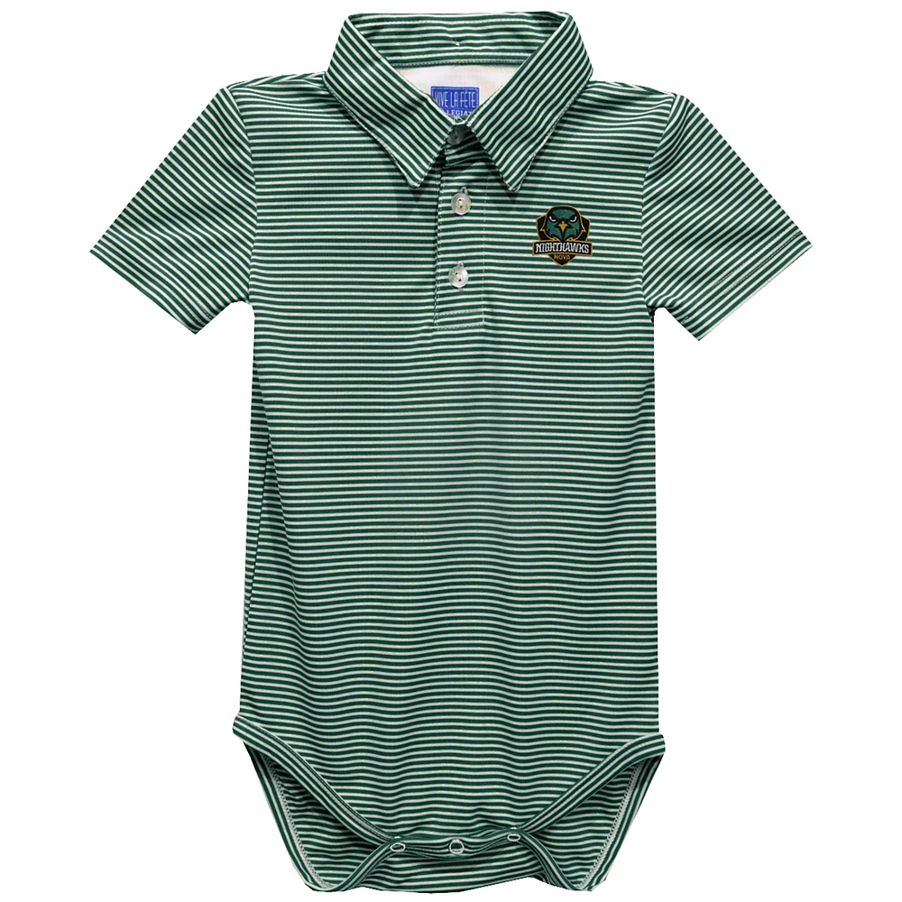 Infant Vive La Fete Green Northern Virginia Community College Polo Pencil Stripe Bodysuit
