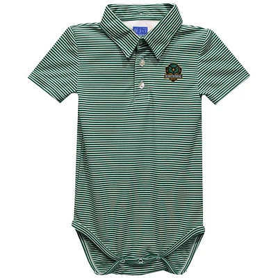 Infant Vive La Fete  Green Northern Virginia Community College Polo Pencil Stripe Bodysuit