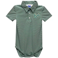Infant Vive La Fete  Green South Florida Bulls Polo Pencil Stripe Bodysuit
