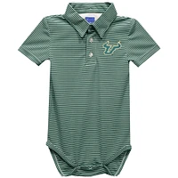 Infant Vive La Fete  Green South Florida Bulls Polo Pencil Stripe Bodysuit