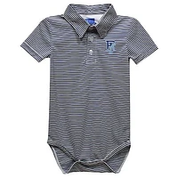 Infant Vive La Fete  Blue Rhode Island Rams Polo Pencil Stripe Bodysuit